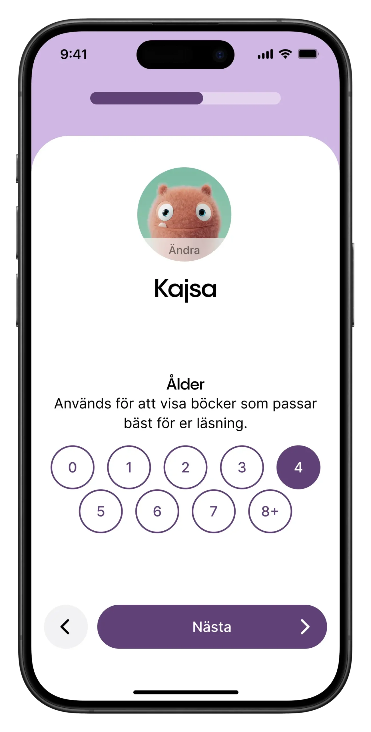 Lylli onboarding steg 1 – Välj ålder